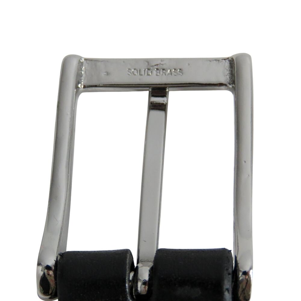 Belts.com Black Leather Belt Silver Rectangle Brass Buckle Size 40 Men's Clasic - Picture 6 of 8